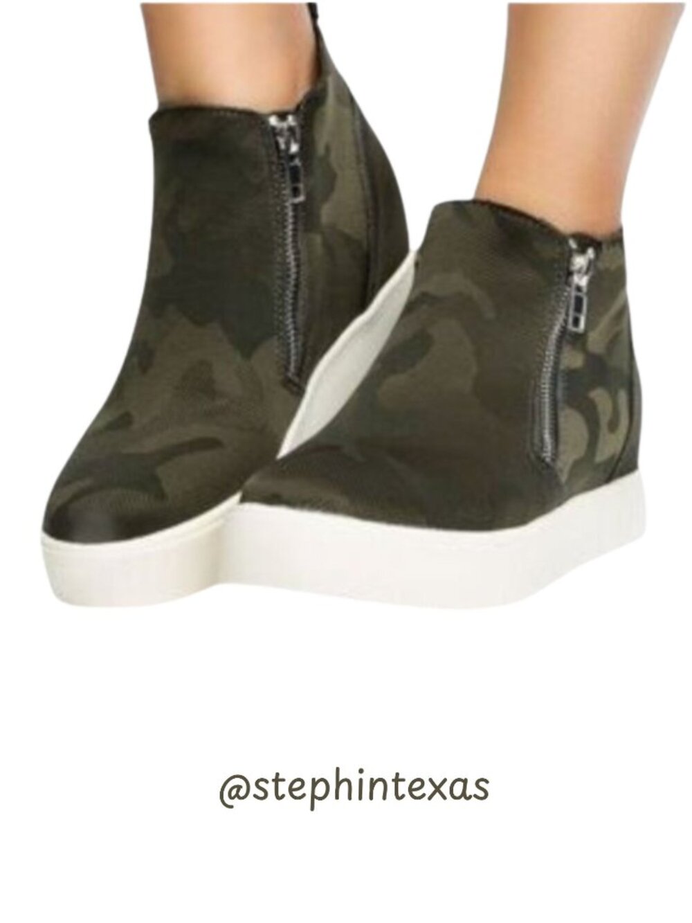 STEVE MADDEN Dark Green Camouflage 1" Platform Hidden Heel Wedgie Size 5.5M EUC